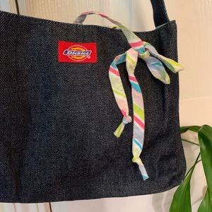 Dickies blue jean type candy striped purse bag